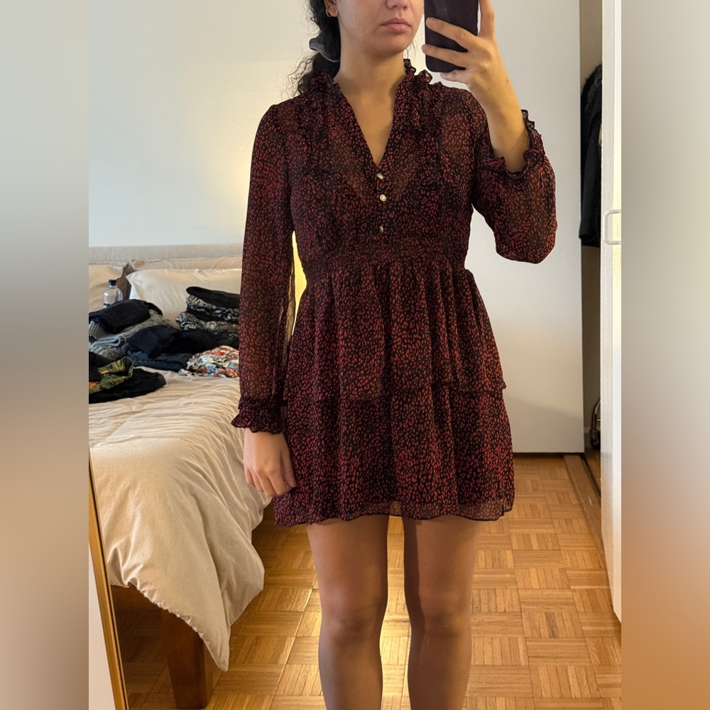 Zara Burgundy Long Sleeve Dress